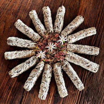 Organic Small White Sage Smudge (12-14cm)- Tool Rolled - 15 Pack